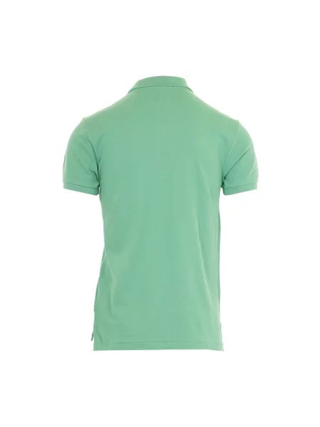 Długa koszulka polo Polo Ralph Lauren z logo z krótkim rękawem zielona
