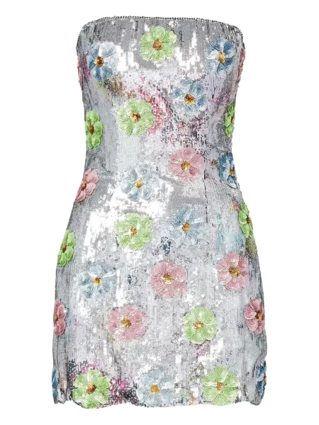 Mała mały sukienka mini Brandon Maxwell garniturowa srebrna