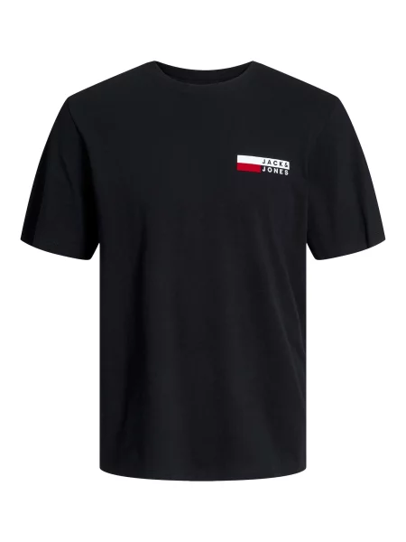 JACK & JONES Tricou roșu / negru alb