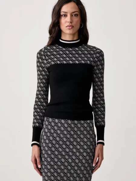 Guess pulover pentru femei cu amestec de lână AUBREY negru