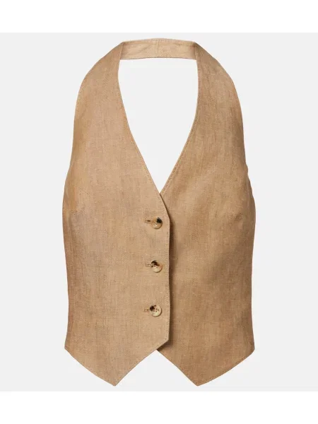 Lněná vesta Max Mara bílá
