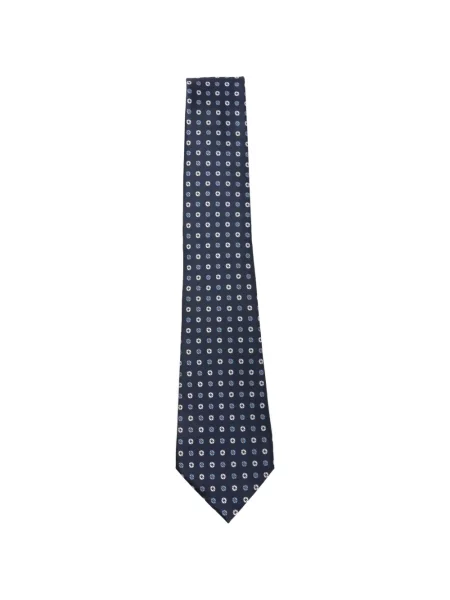 Cravată Zegna de mătase cu imagine cu imprimeu geometric albastru
