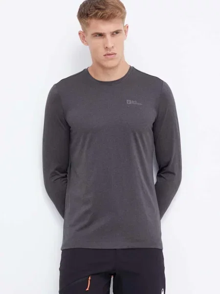 Sportovní tričko s dlouhým rukávem Jack Wolfskin Sky Thermal melanžový šedá