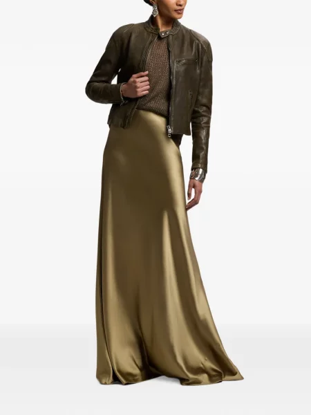 Matlasat geanta de piele Ralph Lauren Collection verde