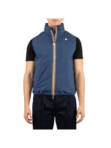 Lniana kamizelka K-way w grochy niebieska