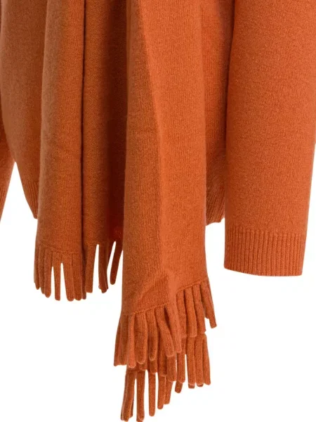 Fular Sandbeige cu franjuri portocaliu