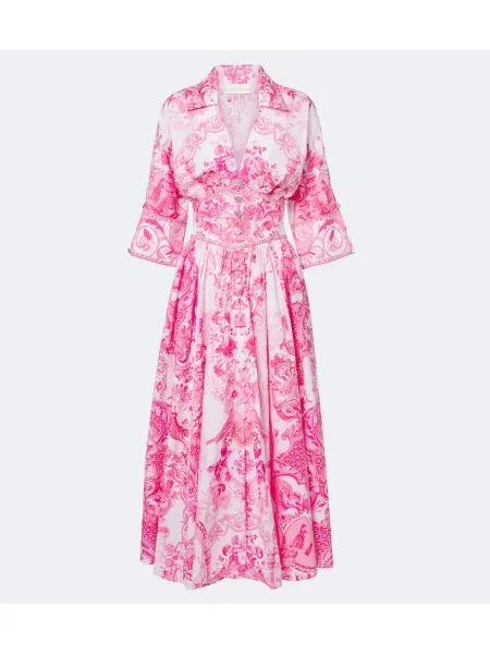 Rochie midi Camilla cu model floral roz