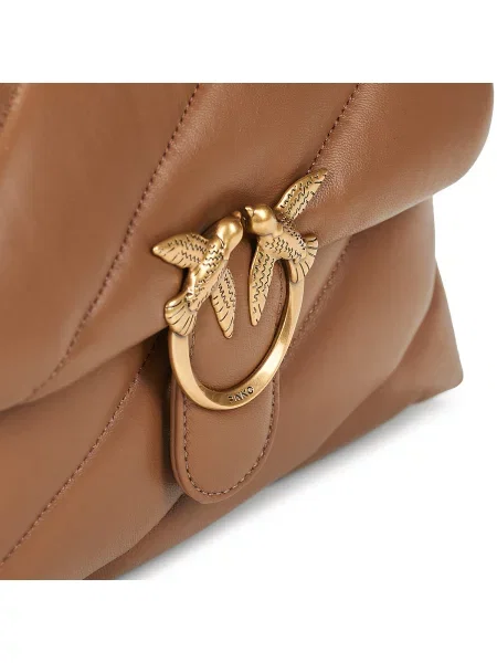Geanta crossbody Pinko din piele clasică maro