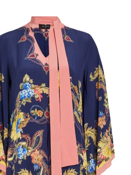 Rochie Etro cu funde cu model paisley albastru