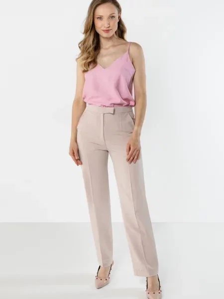 Spodnie Awama z wysoką talią biznesowe białe