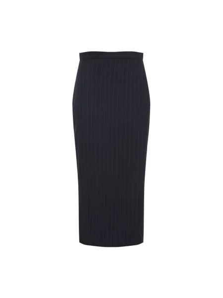 Spódnica midi Givenchy wełniana w paski z paskiem niebieska