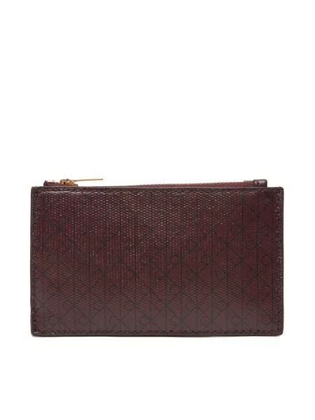 Portofel Calvin Klein Emblem Aop Top Zip Cardcase maro