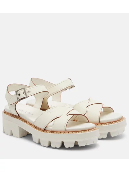 Sandale Prada din piele alb