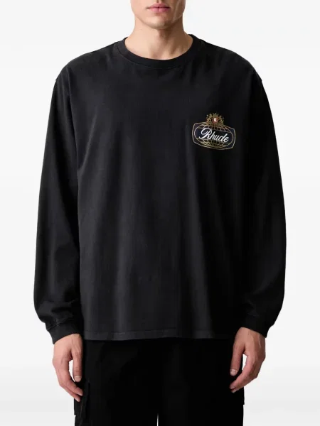 Lung tricou Rhude cu imagine negru