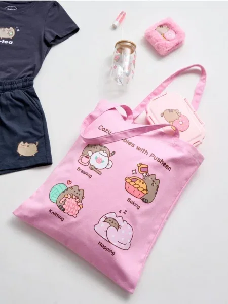 Тканинна shopper-сумка з принтом Pusheen the Cat пастельний рожевий