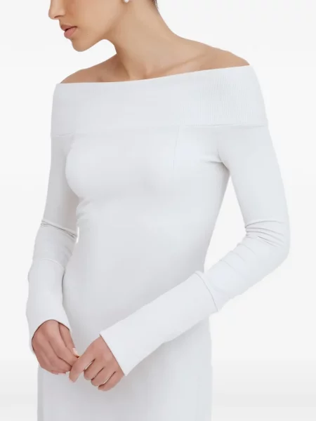 Rochie midi Marcella până la genunchi de costum alb