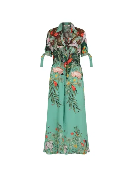Rochie maxi Amir Slama cu imagine cu imprimeu tropical verde