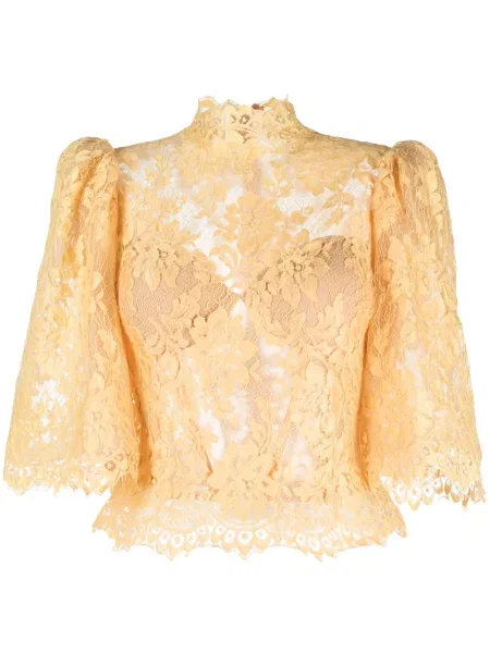 Bluzka Gemy Maalouf w kwiatki koronkowa żółta