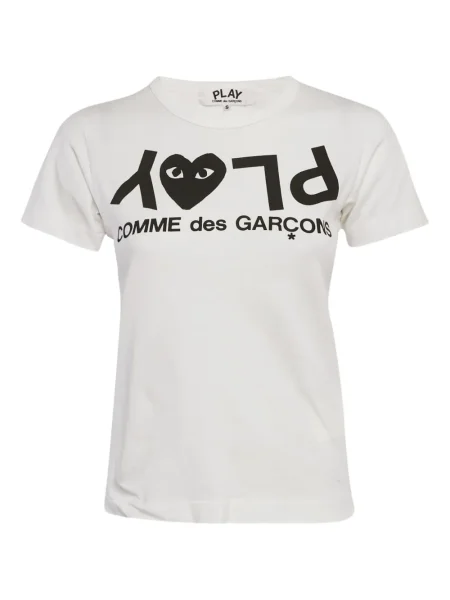 Tricou Comme Des Garçons cu motiv cu inimi alb
