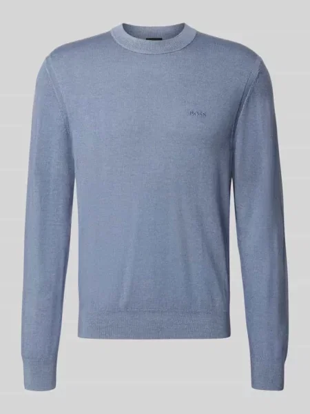 Sweter o kroju regular fit z czystej żywej wełny model Kestefo' Boss Orange niebieski