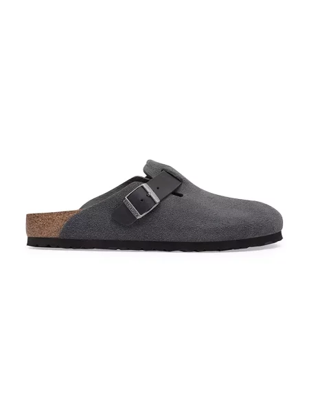 Birkenstock pantofle nazouváky semišové Boston Mixed Leather šedé