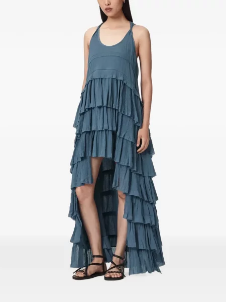 Rochie maxi Allsaints cu volane albastru
