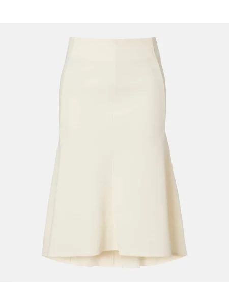 Fustă midi Jil Sander cu talie înaltă până la genunchi alb
