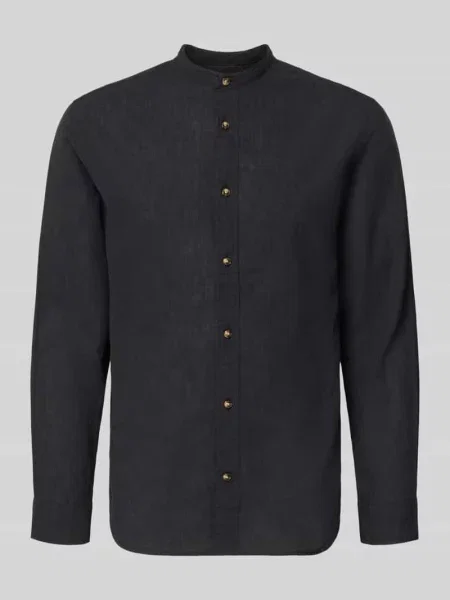 Koszula casualowa o kroju regular fit z mieszanki bawełny i lnu Jack & Jones czarna