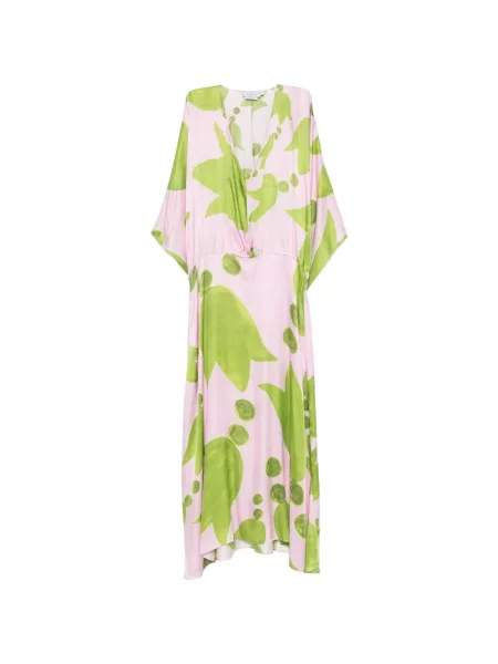 Rochie maxi Themis Z cu imagine cu decolteu în V cu imprimeu abstract roz