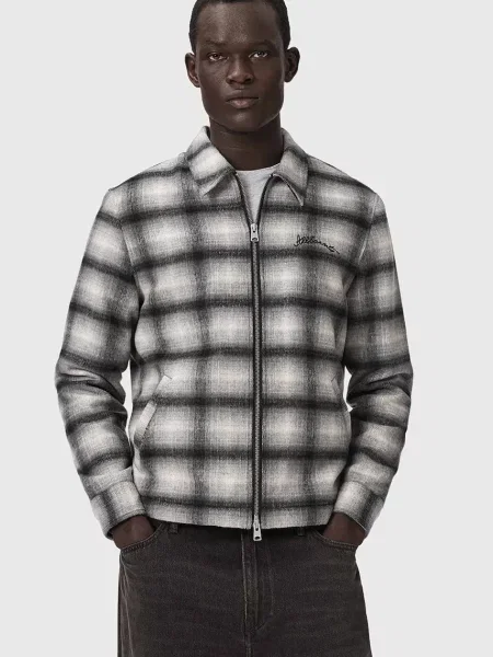 AllSaints geacă tip cămașă pentru bărbați cu lână CONDUCT JACKET gri