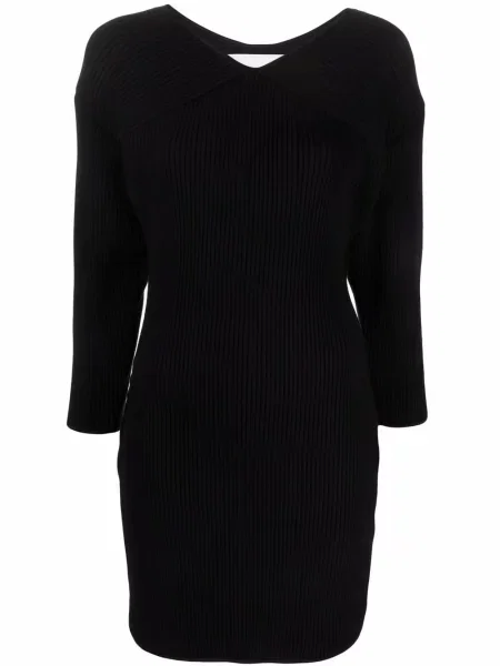 Rochie Rodebjer tricotate cu decolteu în V de costum negru