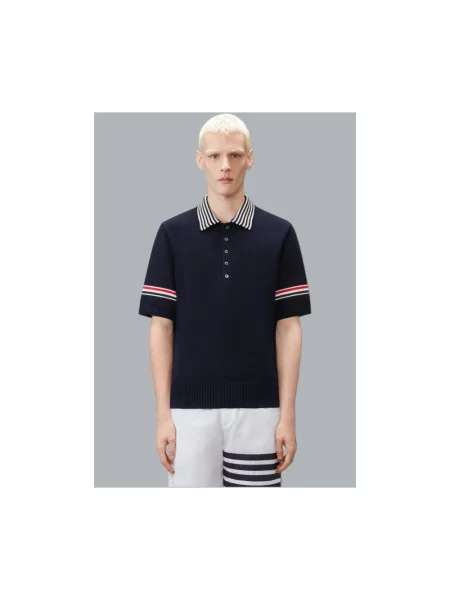 Krótka koszula z krótkim rękawem Thom Browne z krótkim rękawem niebieska