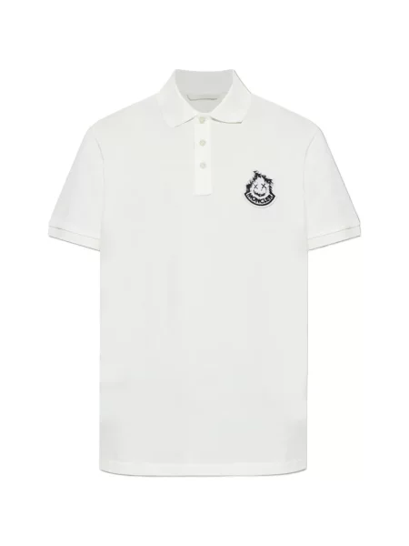Tricou polo Moncler cu autograf alb