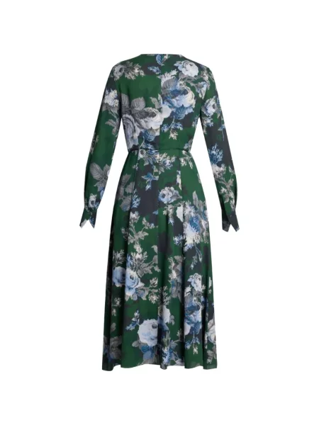 Lung rochie Erdem cu model floral cu imagine verde
