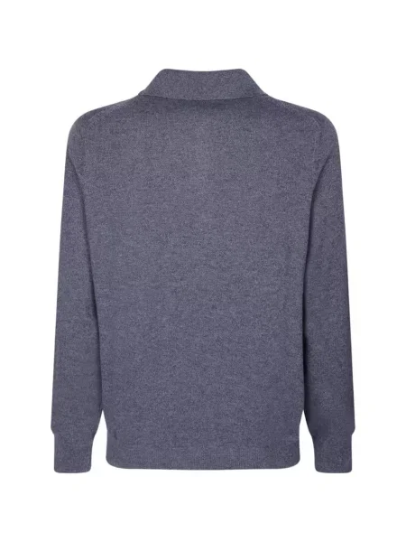 Gulerat pulover Brunello Cucinelli tricotate albastru