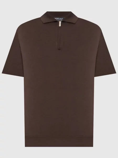 Поло із шовку Bertolo Cashmere коричневе