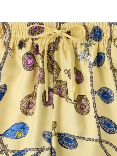 Pantaloni scurți Versace de mătase galben