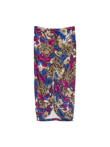 Lniana wielobarwność spódnica Just Cavalli w kwiatki