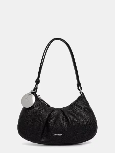 Calvin Klein τσάντα hobo γυναικεία από απομίμηση δέρματος μαύρο