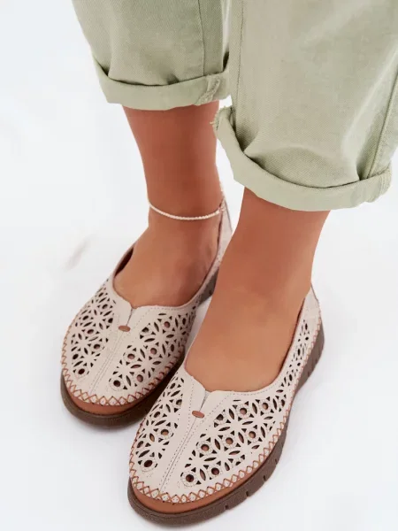 Usnjene ažurové balerinke Sergio Leone rjava