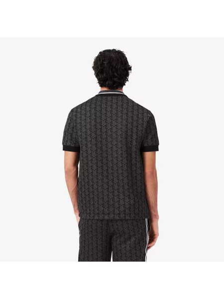 Lacoste Koszulka Polo Z Żakardowym Monogramem Classic Fit czarna