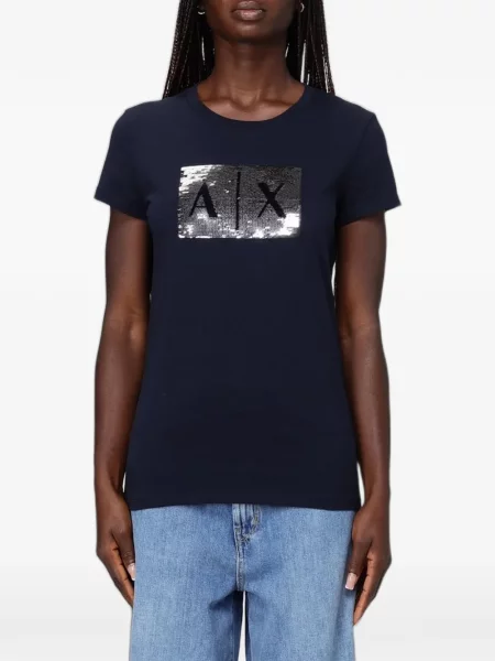 Tricou Armani Exchange cu paiete albastru