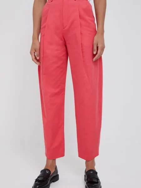 Drykorn pantaloni de femei lat high waist roz