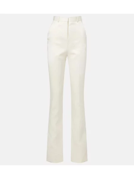 Spodnie Calvin Klein Collection z wysoką talią wełniane białe