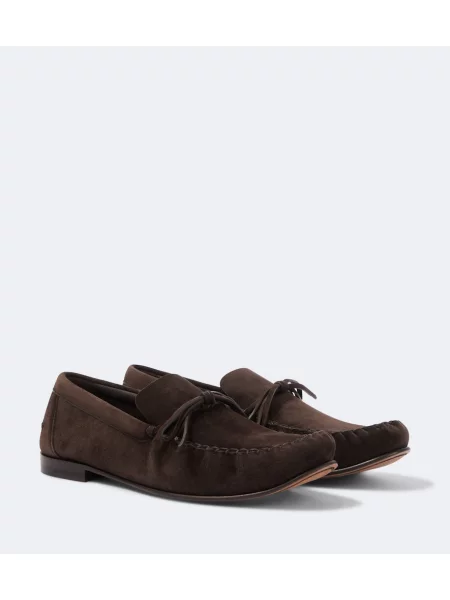 Pantofi loafer Zegna din piele de căprioară maro