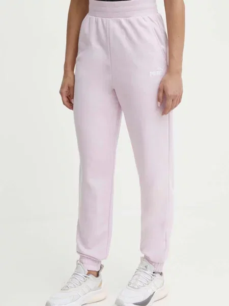 Спортен панталон Puma с изчистен дизайн розово