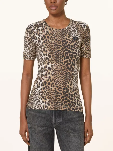 Ganni Koszulka braun beżowa