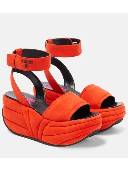 Sandale Pucci din piele de căprioară cu platformă portocaliu