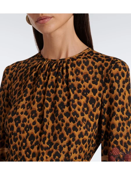 Rochie maxi Etro cu imagine cu model leopard maro