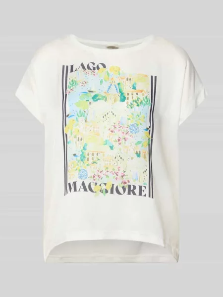 T-shirt z nadrukiem z motywem i okrągłym dekoltem Milano Italy biała